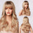 New Fashion Long Wavy Ombre Brown Highlight Wigs with Bangs Synthetic Natural Wig for Women Heat Resistant Cosplay Hair Wigs For Black Women Wigs For Cosplay