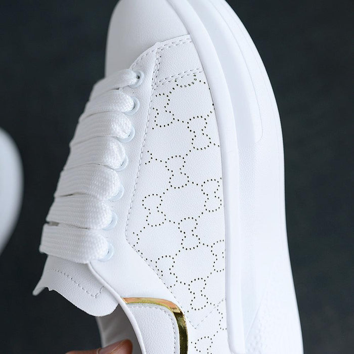 New Fashion White High Quality Women's White Thick Soled Sports Casual Couple Shoes Summer Lace-Up Trainers Gym Tennis Running Breathable High Quality Sneakers - STEVVEX Shoes - 106, Air Mesh Sneakers, Elegant Women Sneakers, Lace-up Sneakers, Leather Sneakers, Leather White Sneakers, Shoes, Walking Sneakers, White Shoes, White Womens Sneakers, Women Flat Leather Shoes, Women Flat Shoes, Women shoes, Women sneakers, Women's Sport Sneakers, Womens Fitness Sneakers, Womens Leather Sneakers - Stevvex.com