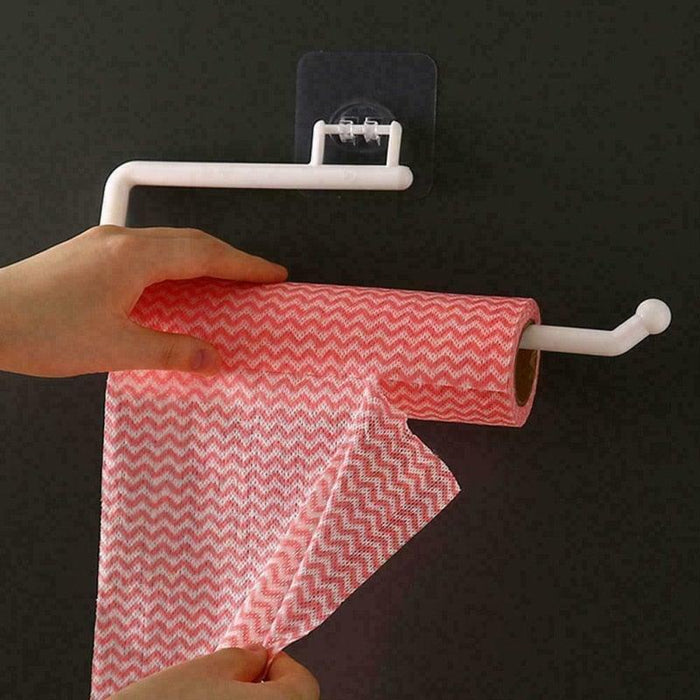 New Kitchen Paper Roll Holder Towel Hanger Rack Bar Cabinet Rag Hanging Holder Shelf Toilet Paper Holders Home Bathroom Hardware Self Adhesive Paper Towel Holder - Under Cabinet Paper Towel Rack For Kitchen