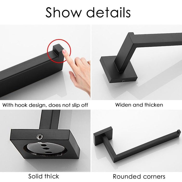 New  Matte Black Toilet Paper Holder Wall Mount Tissue Roll Hanger 304 Stainless Steel Bathroom Accessories Toilet Paper Holder Tissue Roll Holder Hanger Stainless Steel Matte Black Bathroom Lavatory Hardware Wall Mount 14.5cm