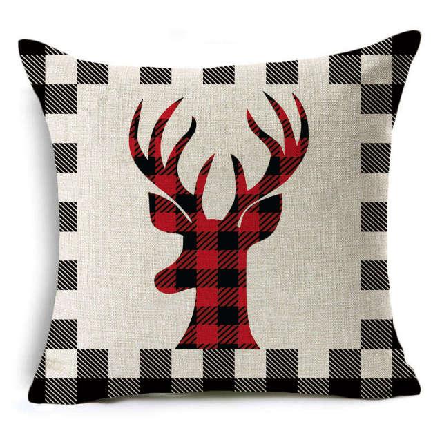 New Plaid Christmas Linen Pillowcase Xmas Series Cushion Cover Case Pillow Custom Square Pillowcase Cushion Cover Thrown Linen Pillowcase Christmas Gift 45X45CM