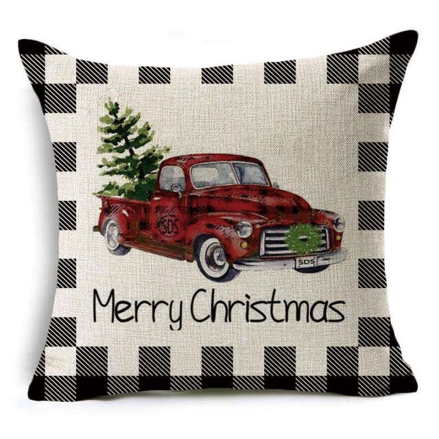 New Plaid Christmas Linen Pillowcase Xmas Series Cushion Cover Case Pillow Custom Square Pillowcase Cushion Cover Thrown Linen Pillowcase Christmas Gift 45X45CM