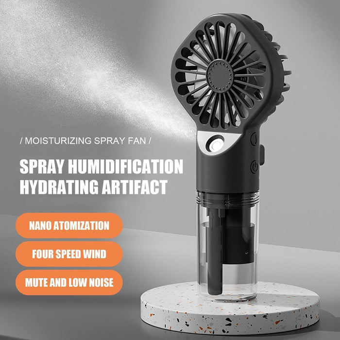 New Portable Handheld Fan USB Rechargeable Turbo Water-Cooled Spray Mini Fan 4 Gear Speed Air-conditioning Mute Fans Outdoor Handheld Misting Fan Rechargeable Mini Personal Fan Battery Operated for Travel