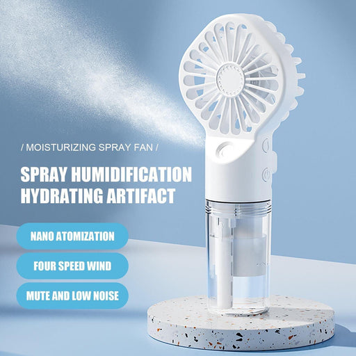 New Portable Handheld Fan USB Rechargeable Turbo Water-Cooled Spray Mini Fan 4 Gear Speed Air-conditioning Mute Fans Outdoor Handheld Misting Fan Rechargeable Mini Personal Fan Battery Operated for Travel