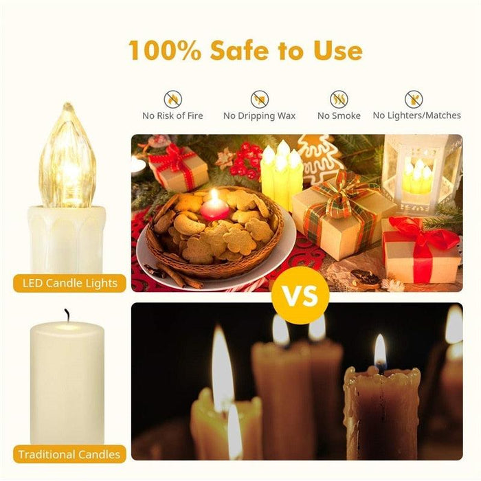 New Year Christmas LED Candles Taper Candles Flickering With Remote Timer Battery Operated Waterproof Christmas Tree Candles, Warm White Window Candles Lights Flameless Remote Control Candles For Home Dinner Party Christmas Tree Decoration Lamp