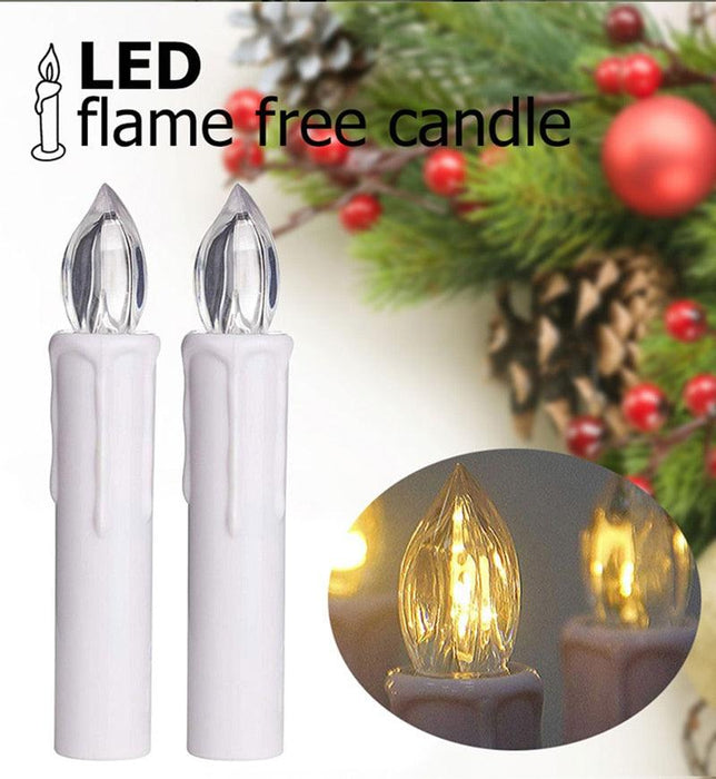 New Year Christmas LED Candles Taper Candles Flickering With Remote Timer Battery Operated Waterproof Christmas Tree Candles, Warm White Window Candles Lights Flameless Remote Control Candles For Home Dinner Party Christmas Tree Decoration Lamp