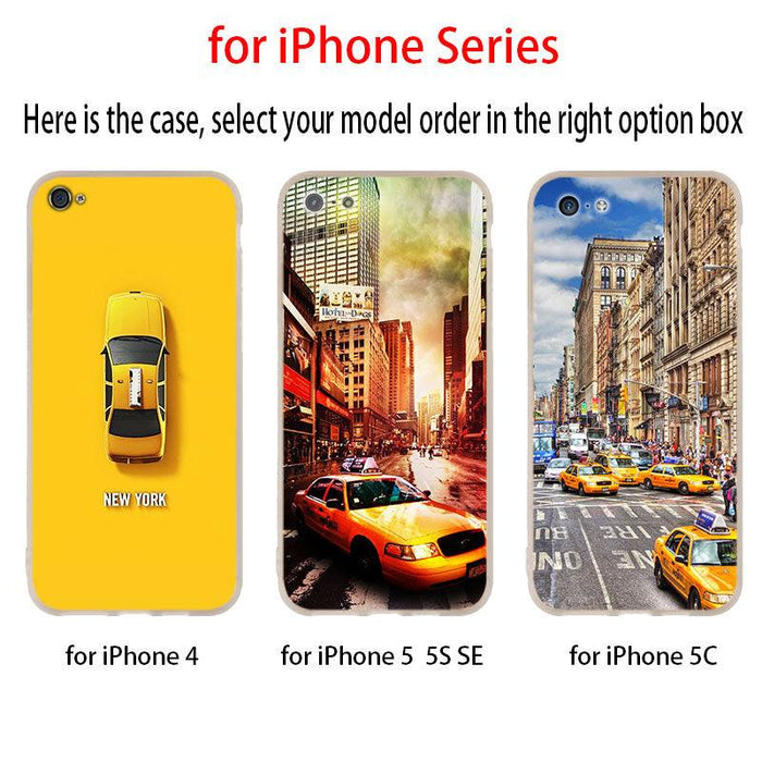 New York Times Square Taxi Silicone Soft Phone Shell Case for iPhone 13 12 11 Pro X XS Max XR 8 7 6 Plus SE Printable Cases Covers for Soft Rubber Protective Shockproof Slim Case