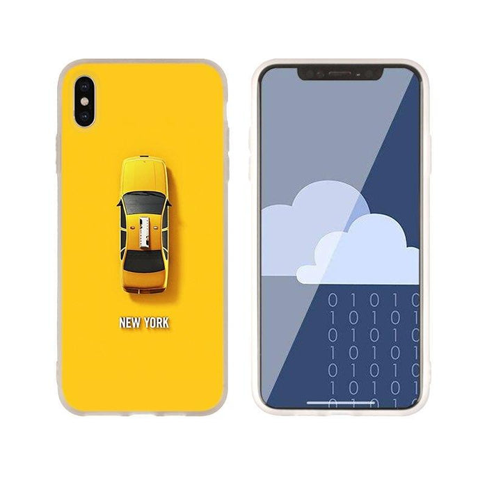 New York Times Square Taxi Silicone Soft Phone Shell Case for iPhone 13 12 11 Pro X XS Max XR 8 7 6 Plus SE Printable Cases Covers for Soft Rubber Protective Shockproof Slim Case