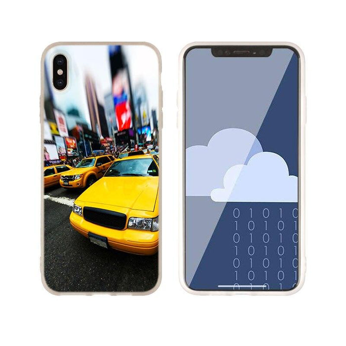 New York Times Square Taxi Silicone Soft Phone Shell Case for iPhone 13 12 11 Pro X XS Max XR 8 7 6 Plus SE Printable Cases Covers for Soft Rubber Protective Shockproof Slim Case