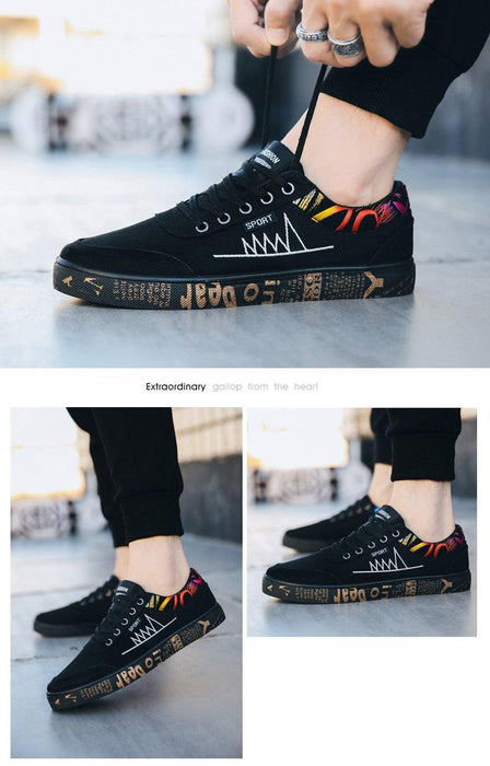 Newest Spring Autumn Men's Flat Shoes Fashion Comfortable Breathable Canvas Sneakers Men's Lace Casual Slip On Sneakers Classic Low Top Canvas Causal Comfortable Walking Flats Sneakers