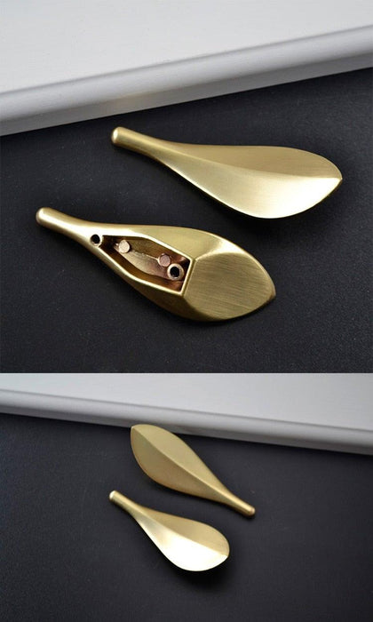 Nordic Style Solid Brass Gold Leaf Shaped 32mm Cabinet Knob Door Pulls Furniture Handles Knob Cabinet Knob Door Pulls Nordic Style Furniture Handles Knob Creative Light Luxury Handle Golden Leaf Handle Wardrobe Shoe Cabinet Bathroom Cabinet Handle