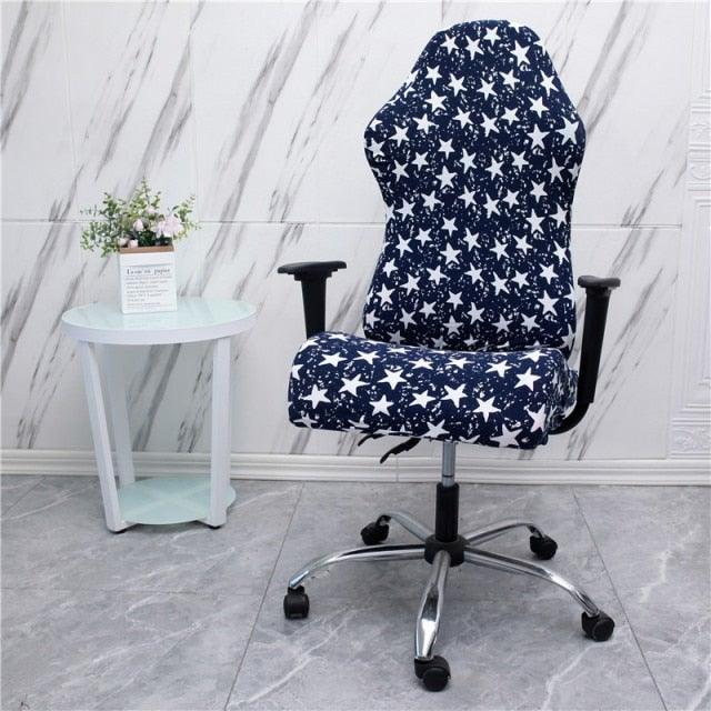 Office Computer Gaming Chair Covers Stretch Spandex Armchair Gamer Seat Cover Printed Household Racing Desk Rotating Slipcovers Soft Fit Universal Desk Rotating Chair Slipcovers, Removable Washable Anti-Dust Spandex Chair Protector Cover With Zipper