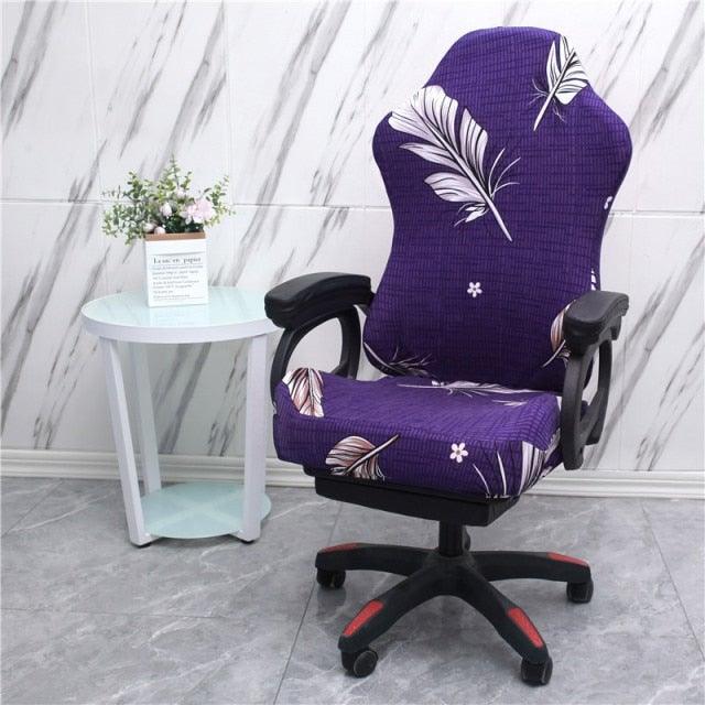 Office Computer Gaming Chair Covers Stretch Spandex Armchair Gamer Seat Cover Printed Household Racing Desk Rotating Slipcovers Soft Fit Universal Desk Rotating Chair Slipcovers, Removable Washable Anti-Dust Spandex Chair Protector Cover With Zipper