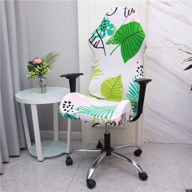 Office Computer Gaming Chair Covers Stretch Spandex Armchair Gamer Seat Cover Printed Household Racing Desk Rotating Slipcovers Soft Fit Universal Desk Rotating Chair Slipcovers, Removable Washable Anti-Dust Spandex Chair Protector Cover With Zipper