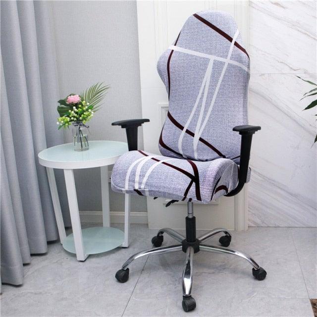 Office Computer Gaming Chair Covers Stretch Spandex Armchair Gamer Seat Cover Printed Household Racing Desk Rotating Slipcovers Soft Fit Universal Desk Rotating Chair Slipcovers, Removable Washable Anti-Dust Spandex Chair Protector Cover With Zipper