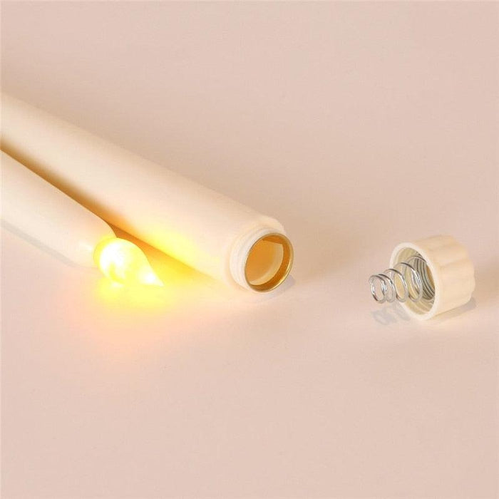 Pack of 12 Yellow Flickering Remote LED Candles Plastic Flameless Remote Taper Candles Flameless Ivory Taper Candles Flickering Battery Operated Led Warm 3D Wick Light Window Candles Real Led For Dinner Party Decoration