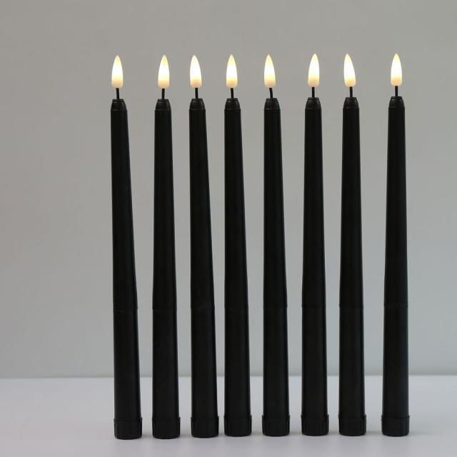 Pack of 6 Black LED Birthday Candles Flameless Taper Candles LED Taper Candles  Led Candle Lights Flickering Candles For Halloween Christmas Yellow/Warm White Plastic Flameless Flickering Battery Operated LED Halloween Candles