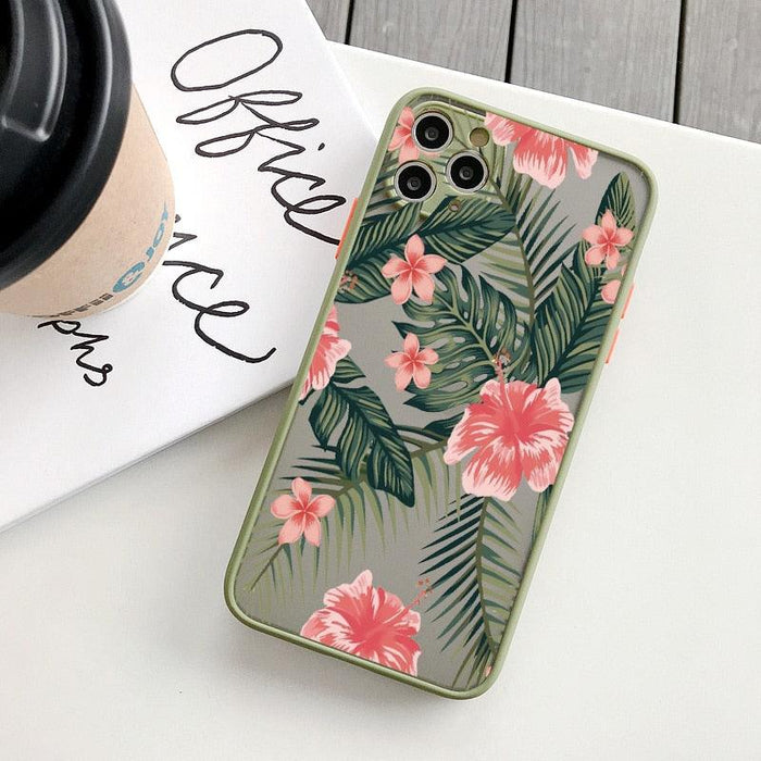 Palm tree Leaves Plant Flower Phone Case for iphone X XR XS MAX 11 12 13 14 Pro Max 6s 7 8 Plus SE2 Hard Back Shockproof Cover Flower Protective Phone Case Cover for Women Girls Slim Anti-Scratch Shockproof Soft Flexible Rubber Silicone Bumper Case