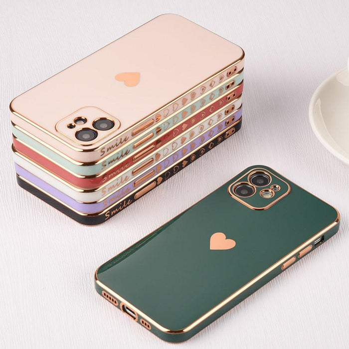 Plating Case For iPhone 12 11 14 13 Pro Max 14 Love Heart Case For iPhone 11 Pro Max Mini XR XS Max X 8 7 6 s Plus Luxury Edge Soft TPU Bumper iPhone 11 Case, Full Body Camera Protection Shockproof Anti-Fall Case