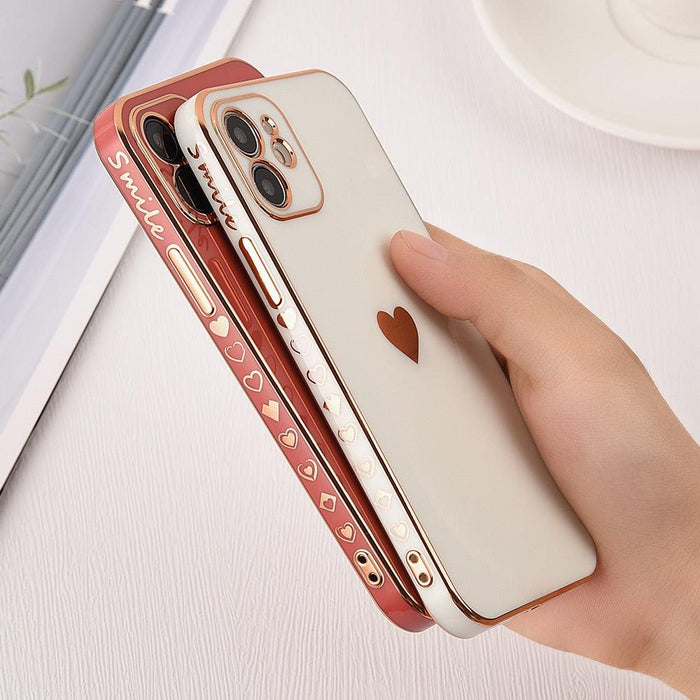 Plating Case For iPhone 12 11 14 13 Pro Max 14 Love Heart Case For iPhone 11 Pro Max Mini XR XS Max X 8 7 6 s Plus Luxury Edge Soft TPU Bumper iPhone 11 Case, Full Body Camera Protection Shockproof Anti-Fall Case