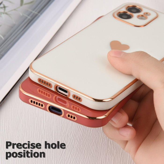 Plating Case For iPhone 12 11 14 13 Pro Max 14 Love Heart Case For iPhone 11 Pro Max Mini XR XS Max X 8 7 6 s Plus Luxury Edge Soft TPU Bumper iPhone 11 Case, Full Body Camera Protection Shockproof Anti-Fall Case