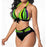 Plus Size Neon Striped Bikini Set Push Up Women High Waist Bikini Set Halter Two Piece Bathing Suits Crisscross Tummy Control Swimsuit Push Up Swimwear Women High Waist Halter Beach Swimwear Retro Bathing Suit Swimming Suit