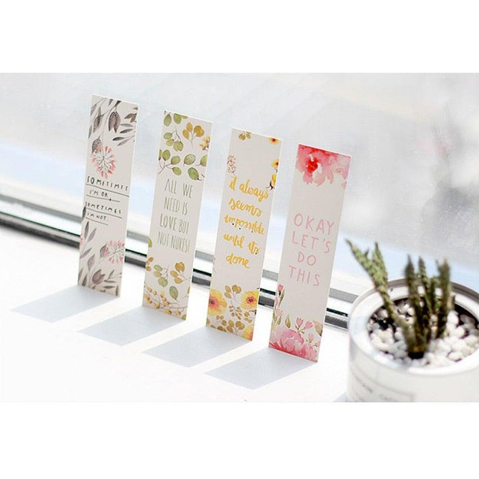 Poetic Flower Boxed Paper Art Small Fresh Bookmarks Stationery School Supplies Kids Gift Bookmarks Positive Page Marker For School Office Students Bookworm Presents