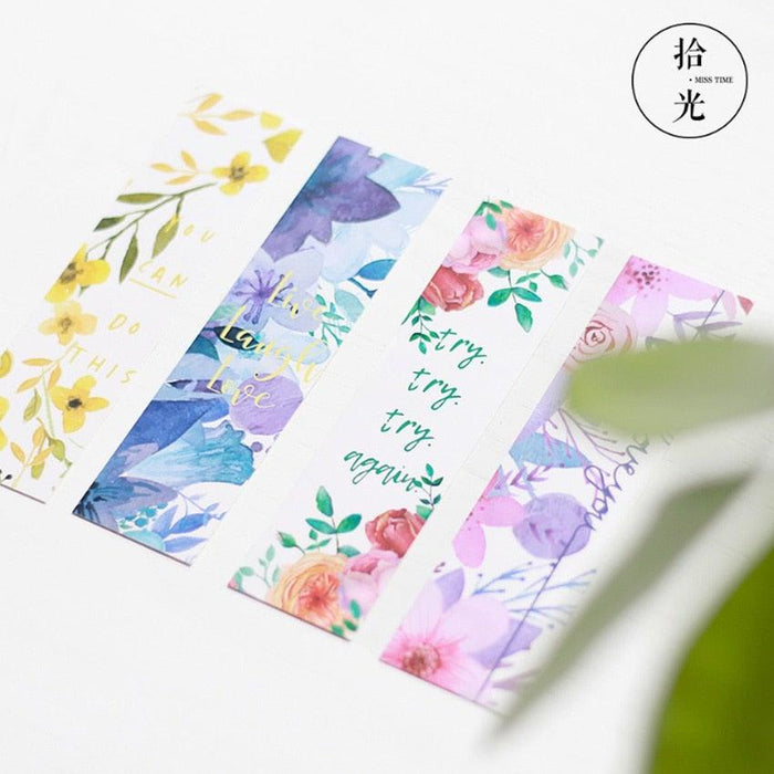 Poetic Flower Boxed Paper Art Small Fresh Bookmarks Stationery School Supplies Kids Gift Bookmarks Positive Page Marker For School Office Students Bookworm Presents