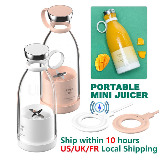 Portable Blender Juicer Bottle Mixer Electric Wireless Charge Mini Fruit Mixers Juicer Cup Blender Milkshake Juice Maker Machine Portable Mini Blender with Wireless Charging for Home, Office & Outdoor Juicer