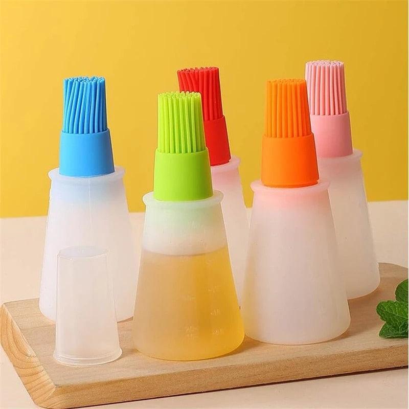 Portable Silicone Oil Bottle with Brush Oil Dispenser Liquid Oil Pastry Kitchen Baking BBQ Tool Kitchen Tools BBQ Baking Gadgets Silicon Oil Bottle Brush  Baking or Grilling Frying BBQ