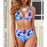 Beautiful Multicolored Women High Waist Bikini Swimwear Women Halter Push Up Bikini Set Swimsuit Women's Flower Print Bikini High Waist Beach Swimsuits Sporty Two Piece Bathing Suit Female Beach Wear Bathing Suit