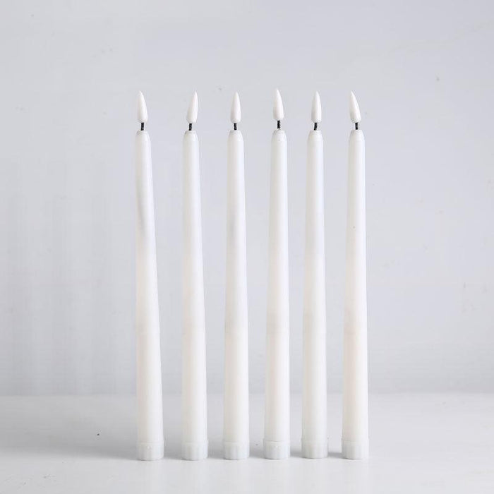 Pack of 12 Yellow Flickering Remote LED Candles Plastic Flameless Remote Taper Candles Flameless Ivory Taper Candles Flickering Battery Operated Led Warm 3D Wick Light Window Candles Real Led For Dinner Party Decoration