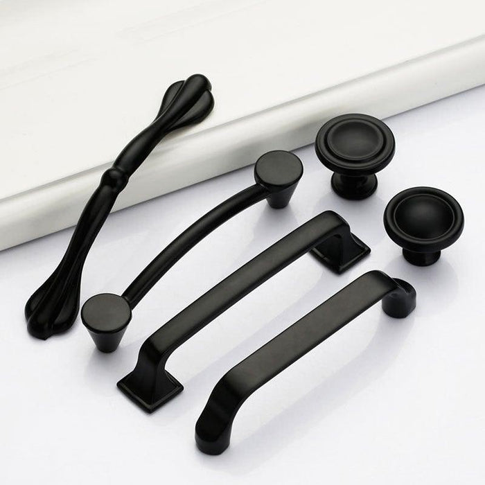 Black American Aluminium Alloy Door Handles Wardrobe Drawer Pull Kitchen Cabinet Knobs For Furniture Handle Hardware Accessories Vintage Cabinet Drawer Handles Pull for Cabinet Door Dresser Cupboard Closet Drawer Furniture