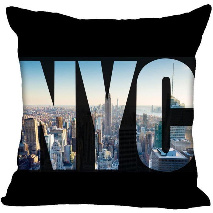 New York Pillow Cover Square Cushion Cover Christmas Zippered Pillow Case for Sofa Bed Home Decor 40*40cm,45*45cm(One Side)