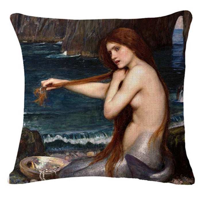 Art Renaissance Print Cushion Cover Throw Pillow Cover Home Decorative Cushion Case Beautiful Painting Art Pillow Case Home Decorative Sofa Car Chair Throw Pillow Case 45x45CM