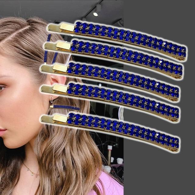 5PCS Fashion Bling Crystal Rhinestones Hair Clips Women Hairpins Metal Barrettes Hair Styling Tools Accessories Headdress Gorgeous Hair Accessories For Women