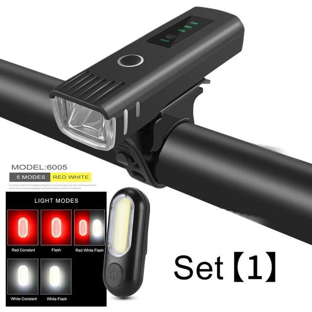 Bike Flashlight For Bicycle Anti-glare Smart Bike Light USB Rechargeable Front Rear Lamp Cycling Headlight Bike Light Set USB Rechargeable Bicycle Front Headlight Taillight 4 Light Modes Led Headlight