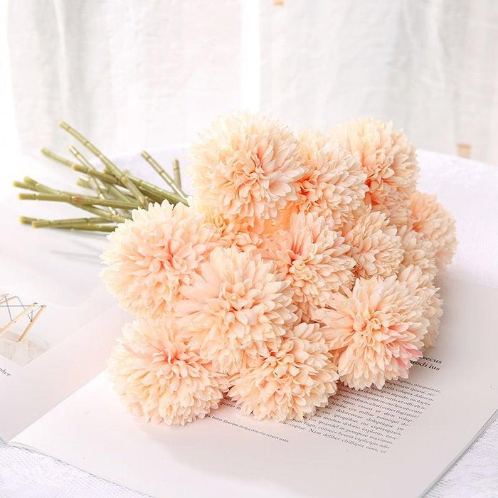 Silk Flower Arrangements Bunch Artificial Flower Bouquet Ball Fake Flowers Home Widding Decoration Valentines Day Gifts