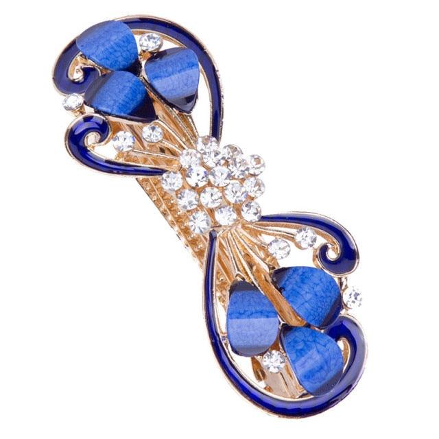 New Fashion Rhinestone Hairpin for Women Banana Clip Bow Girls Hair Clip Elegant Ladies Barrettes Hear Accessories