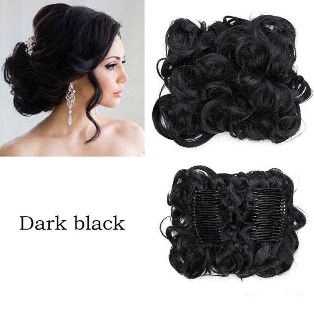 Trending LARGE Comb Clip In Curly Hair Extension Synthetic Hair Pieces Chignon Women Updo Cover Hairpiece Extension Hair Bun Clip in Hair Extension For Volumized Hair Buns For Girls