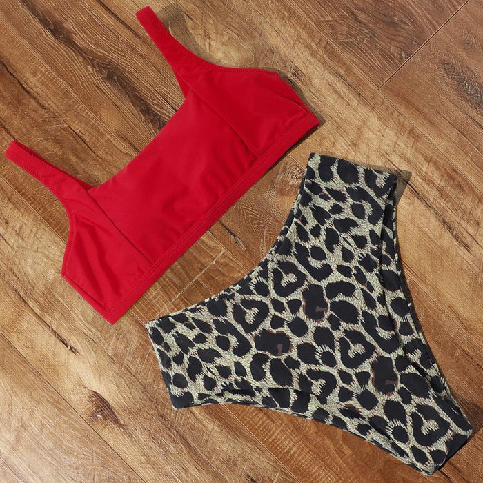 High Waist Bikini Leopard Bikini Women Push Up Swimsuit Women's Leopard Print Swimsuits High Waist Bikini Set 2 Piece Bathing Suits Women Printed Swimwear Tie Dye Summer Swim Beachwear