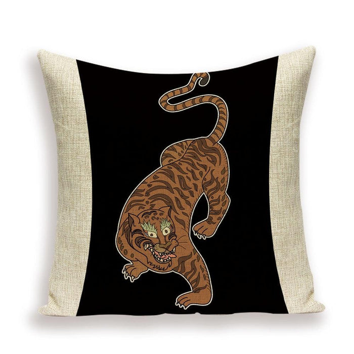 Tiger Cushion Case Autumn Jungle Home Decor Pillows Cases Leopard Printed Animal Throw Pillow Covers Decorative Pillowcase Soft Cushion Covers For Bedroom Sofa Bed Linen Pillow Covers 45X45CM