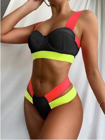 Modern Push Up Swimsuit Bikini Women's Push-up Bandage Bikini Swimsuits Swim Bottoms Women Swimwear Bathing Suit Padded Beach Swimming Suit Summer Fashion Suits