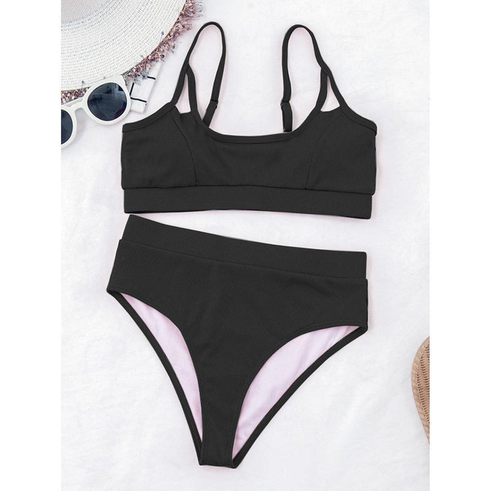 Female Push Up Swimsuit Modern Swimwear For Women Bikinis High Waist Bikini Set Solid Bikini 2 Piece Swimsuit Bathing Suits Women Bathing Suit High Waist Bikini Set Sport Wear Swimming Suit Bikini