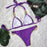 Luxury Purple Halter Crystal Diamond Bikini Female Swimsuit Women Swimwear Rhinestone Bikini Set Bathing Suit Women's Swimwear Rhinestone Halter Low Waist Tie Side Bikini Set 2 Pieces Crystal Diamond Swimsuit