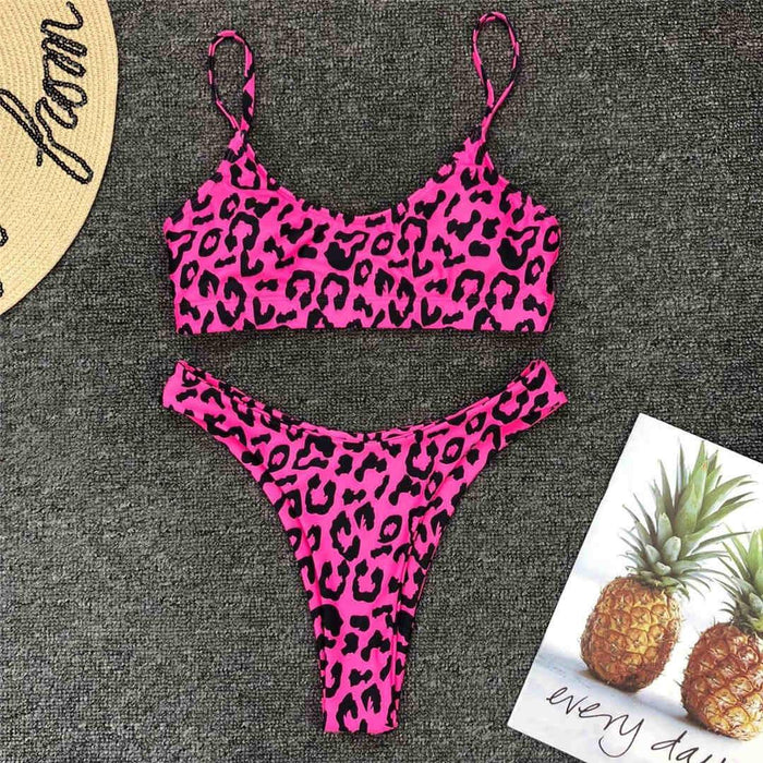 Leopard Bikini Women Swimwear Female Swimsuit Women Two Pieces Scalloped Bikini Set Swimsuits  Bathing Suit Two-pieces Bikini Set Bather Bathing Suit