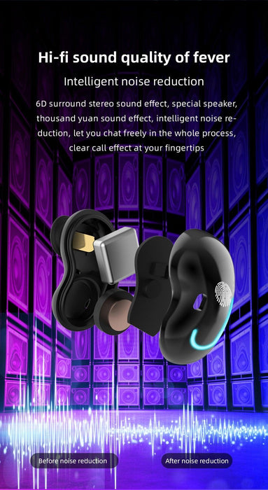 Sports Black Headphones Wireless Wearable Music Player Built-in Memory Sweatproof  WaterproofWireless Bluetooth Headphones 5.1 Gaming Headset In Ear HiFi Sports Noise Cancel Earphone For Smartphones LED Display For Sports Running Workout