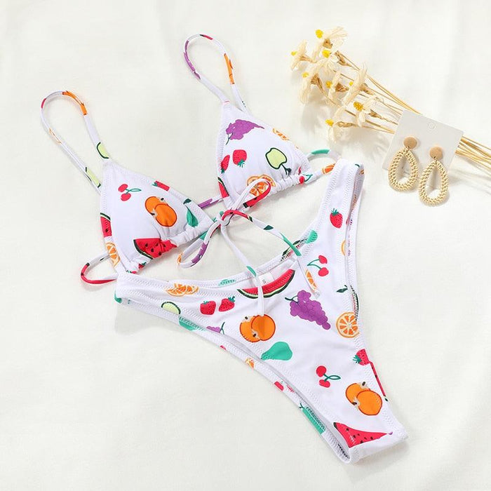 Halter Bikinis Swimsuit String Bikini Swimsuit for Women Triangle Tie Side Adjustable Swimsuit Bathing Suit 2 Piece Set New 2 Piece Swimwear High Cut Bikini Set Print Bandage Beachwear