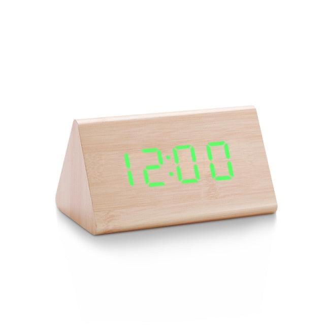 Digital Clock LED Wooden Alarm Clock Digital Alarm Clock with Wooden Electronic LED Time Display 3 Alarm Settings Humidity & Temperature Detect Wood Made Electric Clocks Table Sound Control Electronic Clocks Desktop USB/AAA Powered Home Table Decor