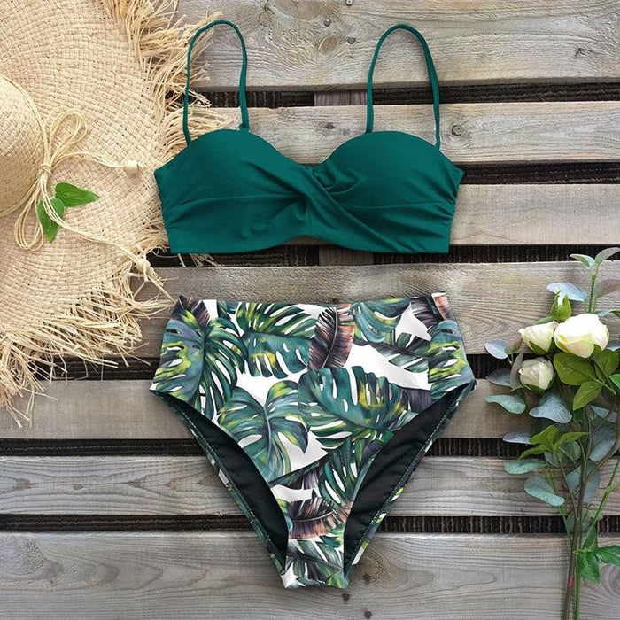 Bikini Female Swimsuit Women Swimwear Push Up Bikinis Set High Waist Swimming Suits Two Piece Set Women Swimsuit Solid Printed Bikini Push-Up Pad Swimwear Set Beachwear Ruffled Bathing Suit